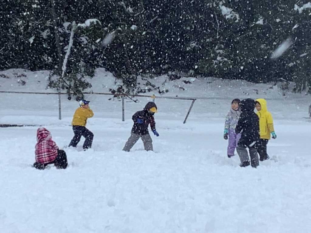 雪合戦を楽しむ1年生